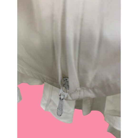 Anne Fontaine Ruffle Full Front Asym Zip Blouse Size 14 US Stretch RR10261 GUC - Picture 5 of 8